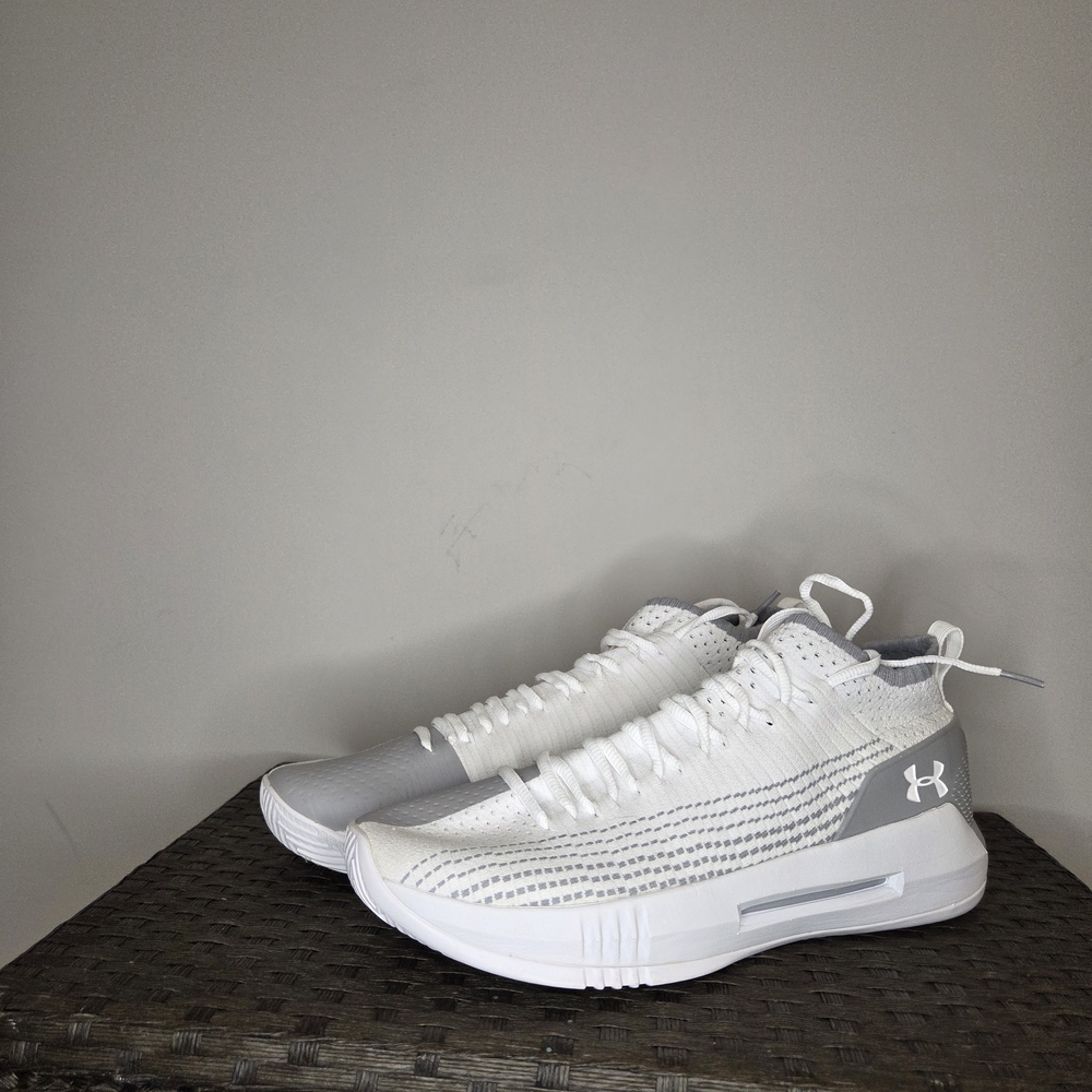 Under Armour White and Gray Basketball Shoes.